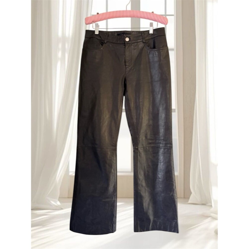 Theory Brown Leather Bootcut Pants Size 6